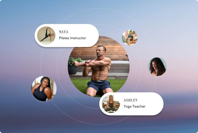 Graphic showing Yogaworks instructors